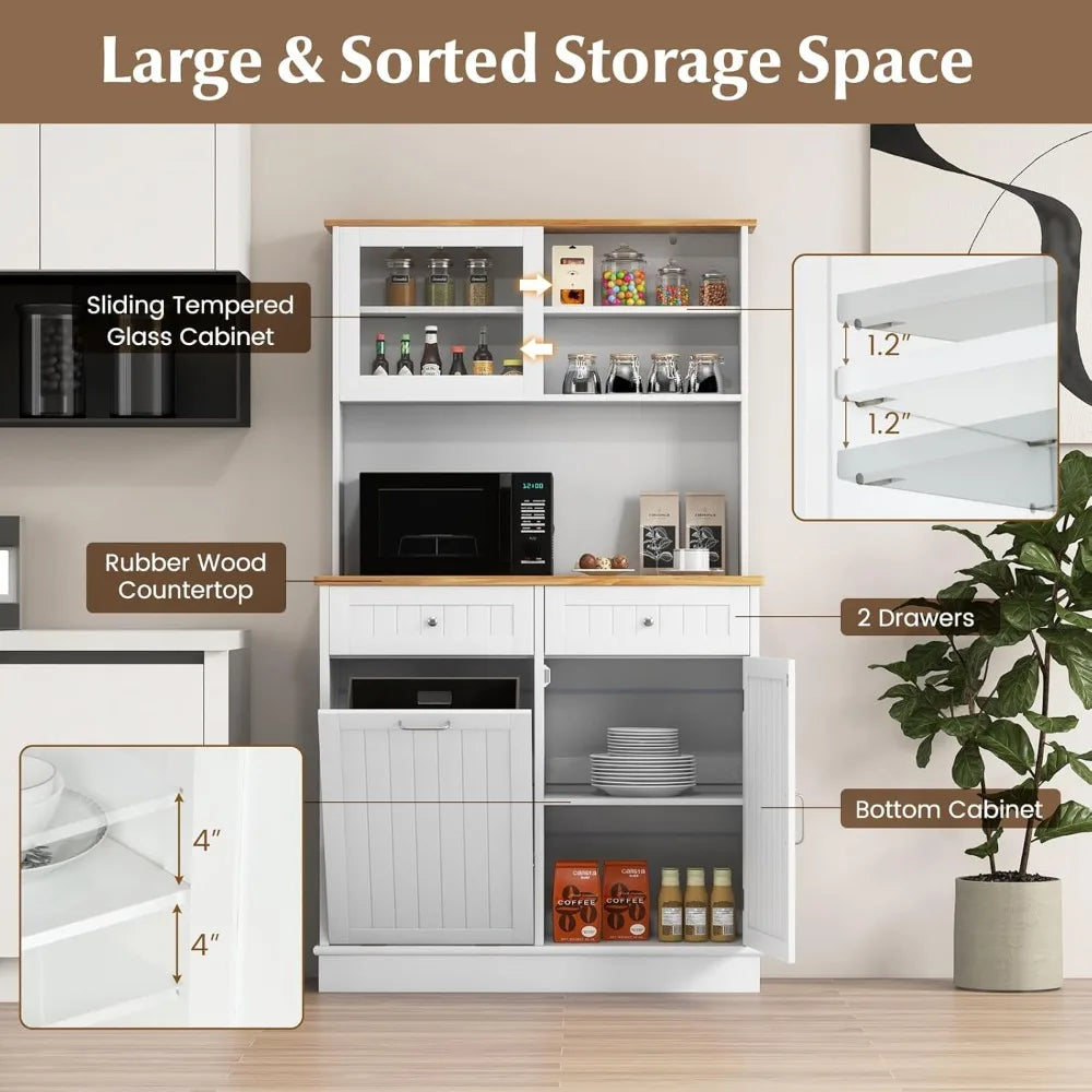 68 Inch Tall Kitchen Pantry Cabinet Buffet Sideboard Microwave Storage