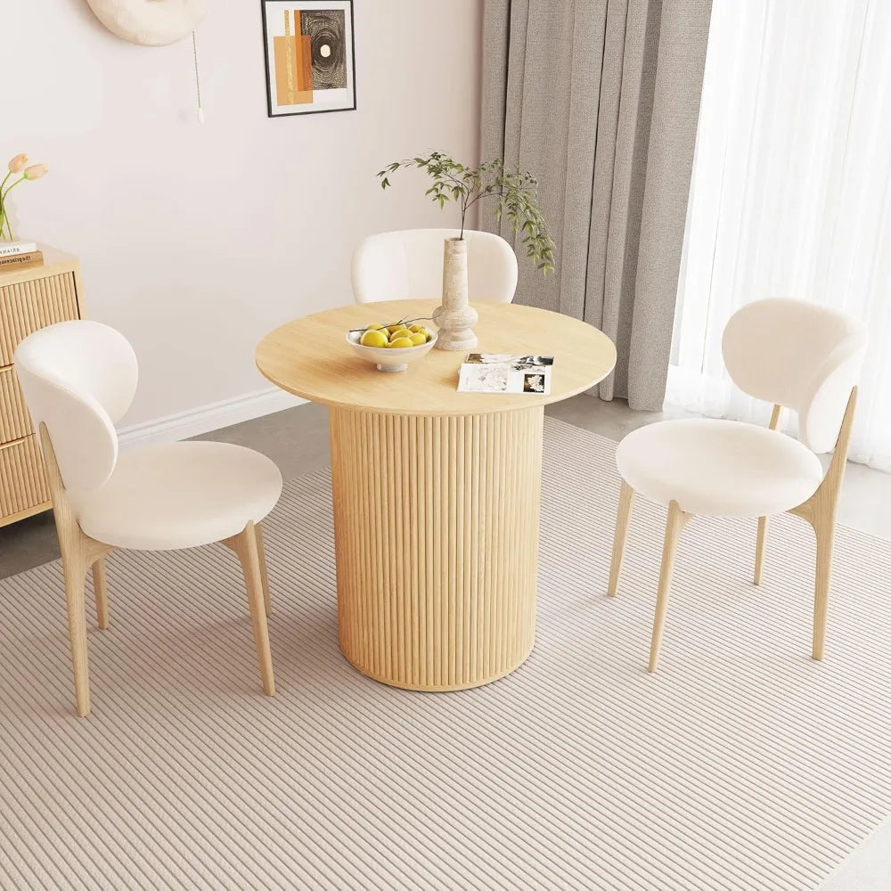 31.5" Round Dining Table Small Kitchen Table for 2-4 People Farmhouse