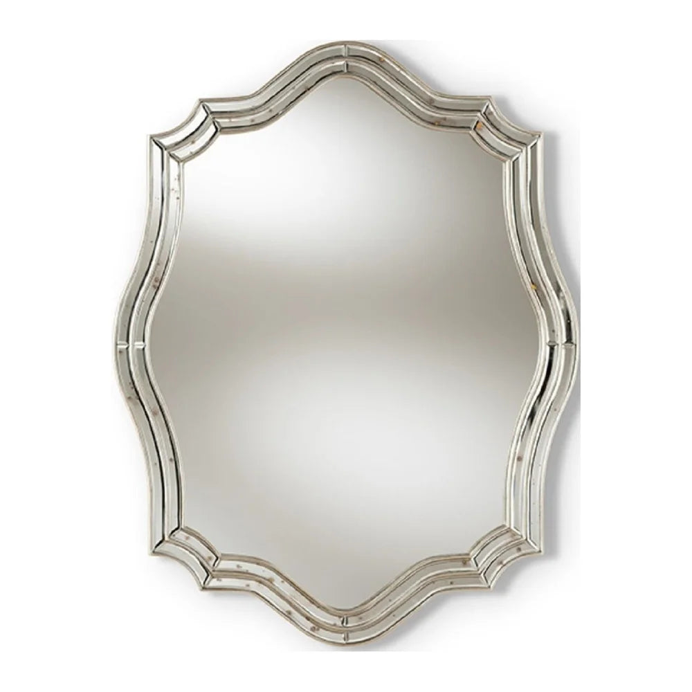 Antique Silver Finished Wall Mirror Rustic Double Metal Frame Decor