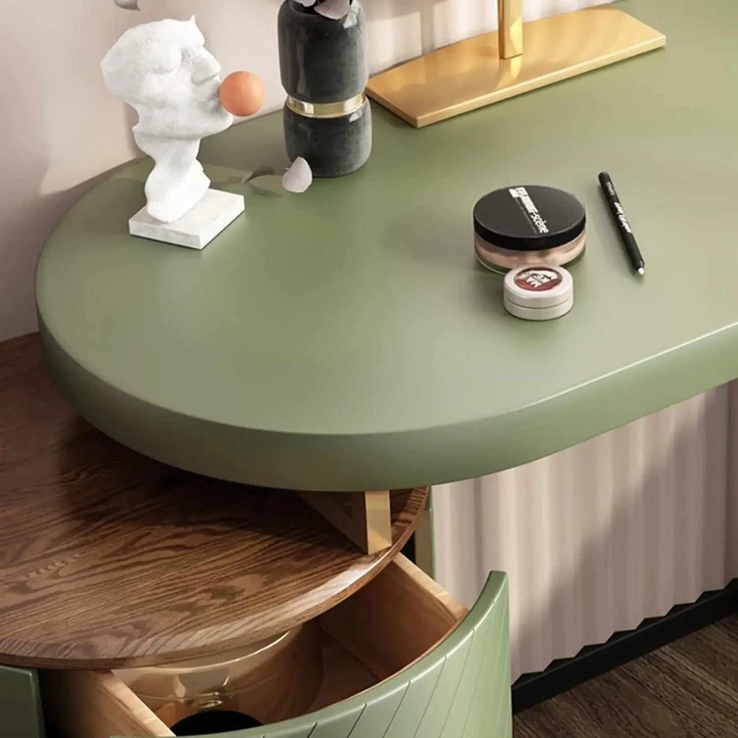 Vanity Desk with LED Lighted Mirror Makeup Table and Storage for Women