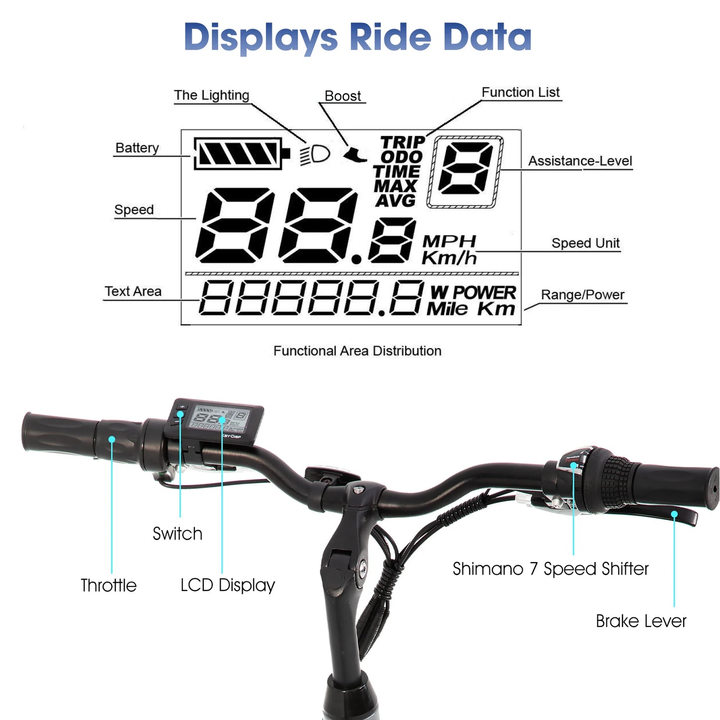 HILAND Electric Road Bike 250W Commuter with Detachable Battery LCD Display