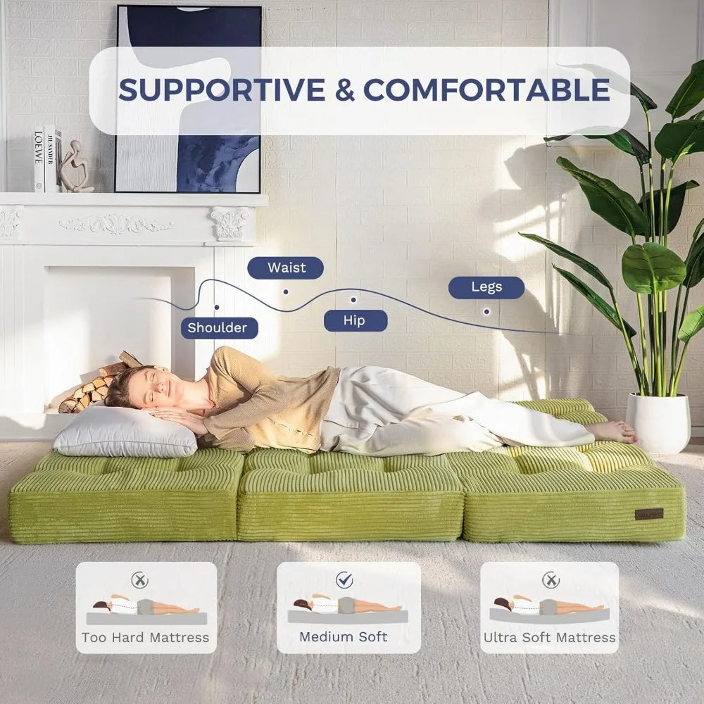 Ljustra Tri-Fold Mattress 6 Inch Folding Foam Bed Guest Floor Mattress