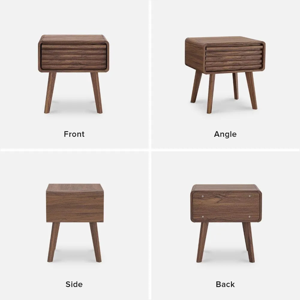 Ensley Nightstand Mid Century Modern Side Table with Drawer