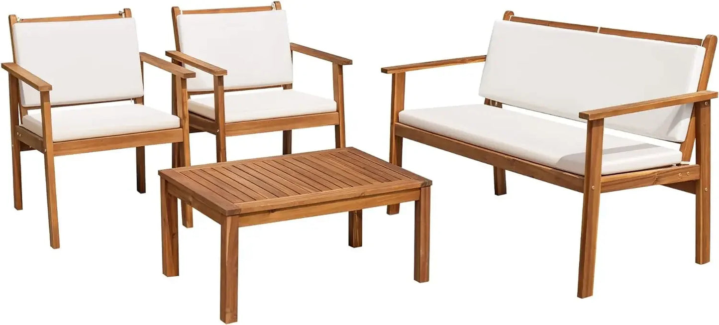Ljustra Acacia Wood Patio Chairs 3 Piece Outdoor Furniture Set with Table