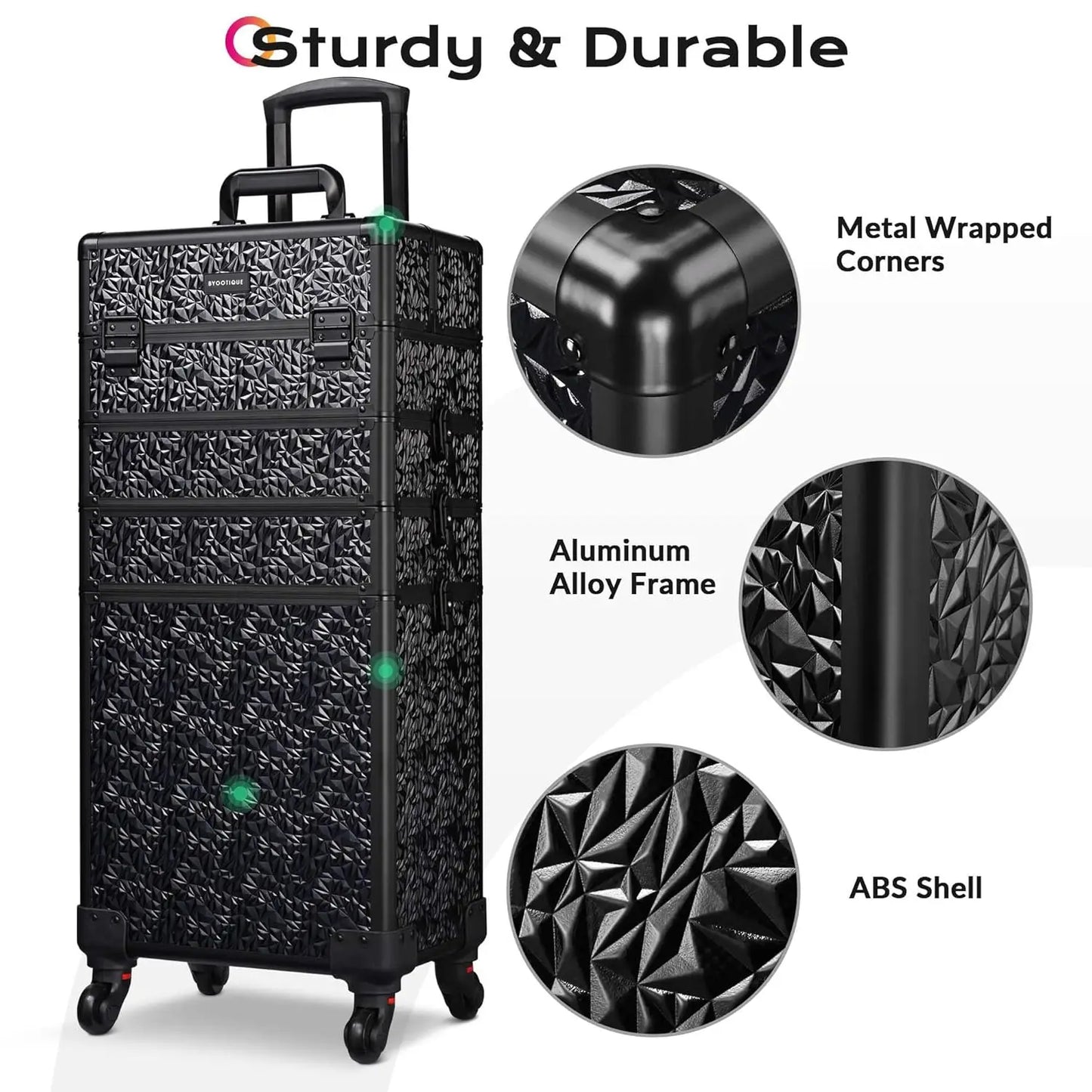 Rolling Makeup Train Case 4in1 Cosmetic Trolley Organizer Travel Cart