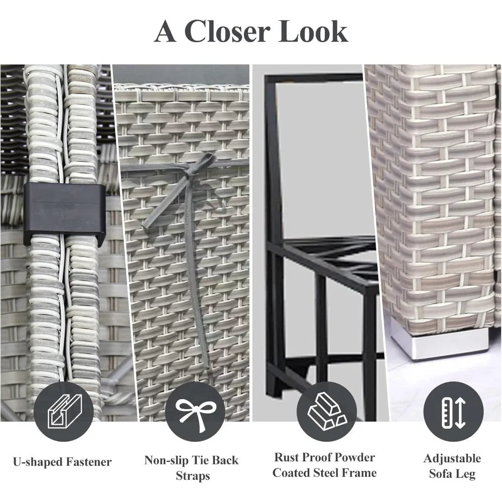 Ljustra 6-Piece Modular Patio Furniture Set Outdoor Sofa Rattan Wicker