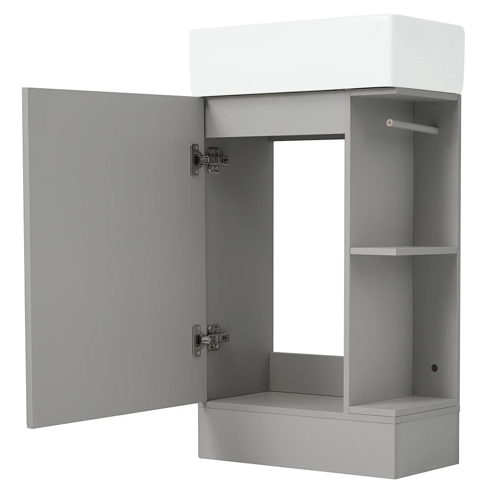 18.6 Inch Bathroom Vanity with Sink and Two-Tier Shelf Left Right Orientation
