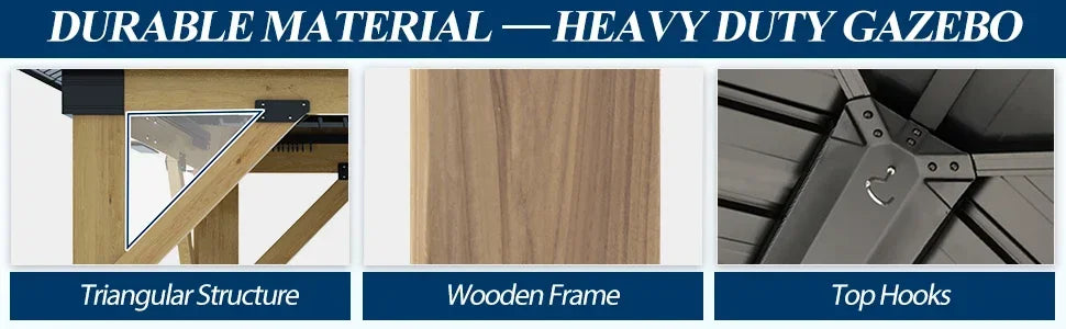 Heavy Duty Hardtop Gazebo 11FTx13FT Outdoor Cedar Wooden Gazebo