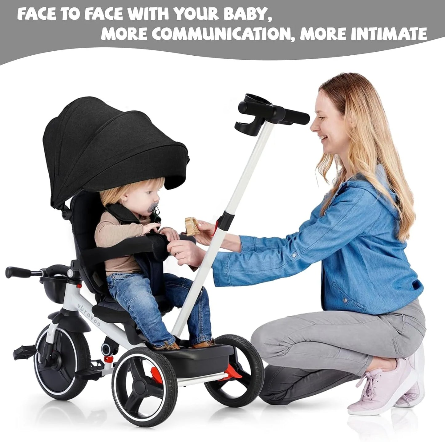 Ljustra 5-in-1 Baby Stroller Tricycle Adjustable Canopy 1-5 Years