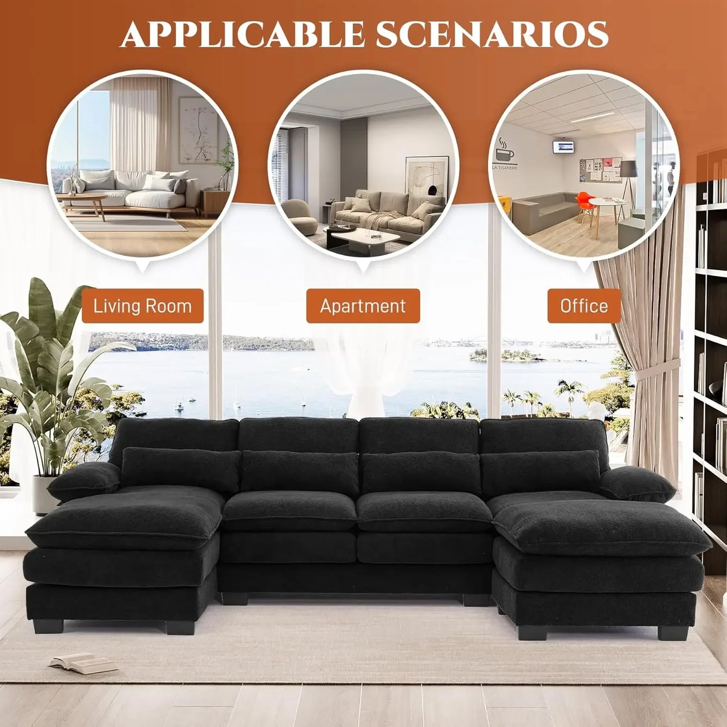 Ljustra U Shape Sectional Sofa Cloud Couch Living Room Comfy Modular Sofa