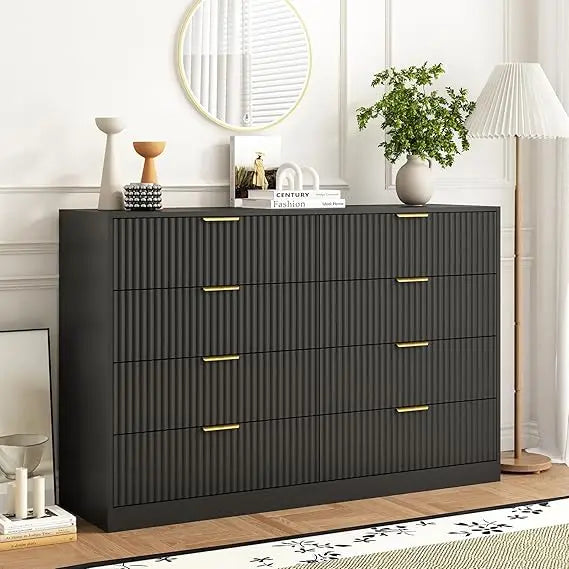8 Drawer Modern Fluted Dresser Chest of Drawers for Bedroom Storage