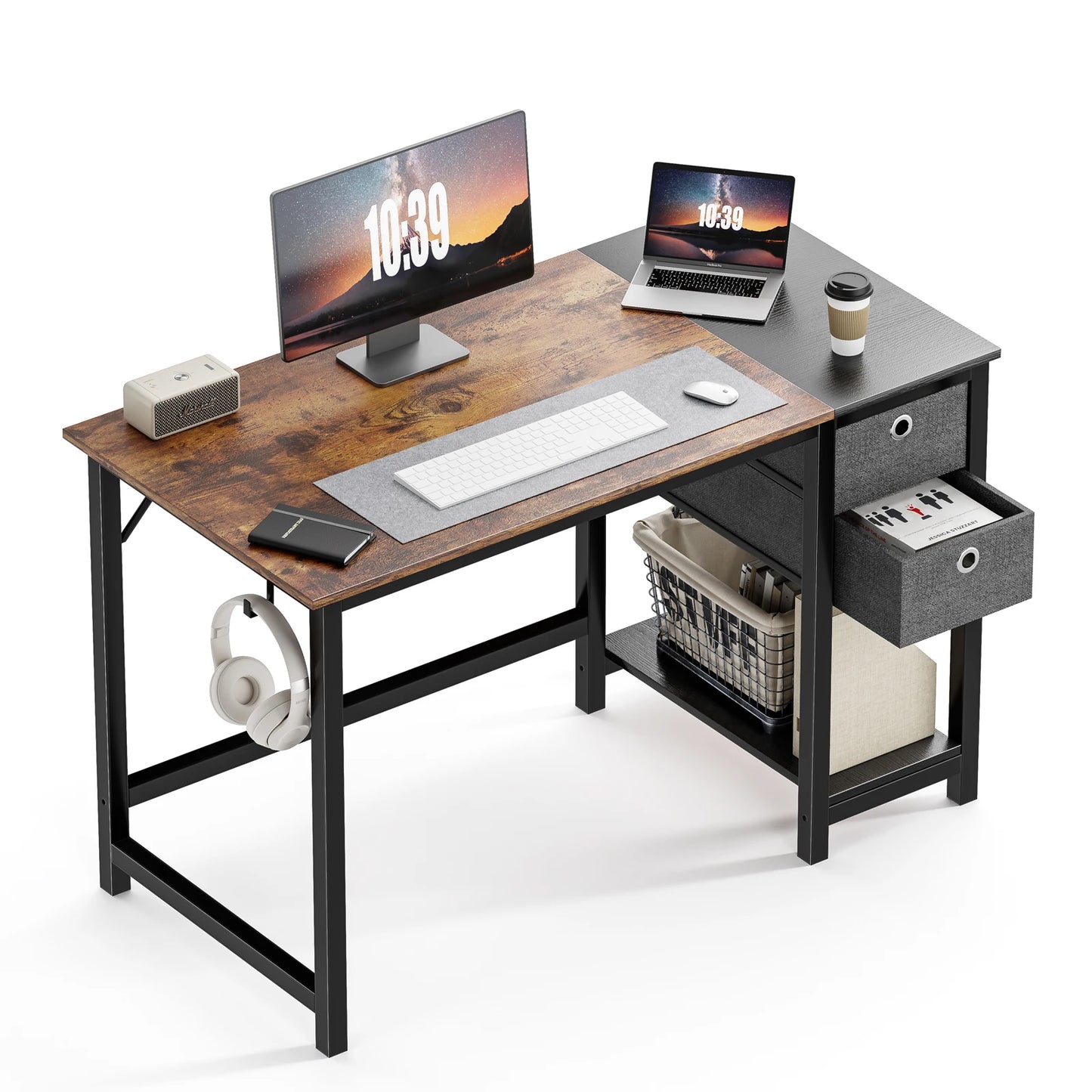 Ljustra 55 Inch Computer Desk With Drawers Home Office Writing Desk