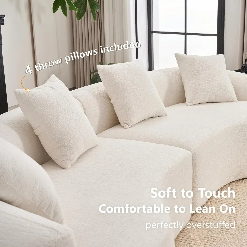 110" Curved Chenille Cloud Sofa Oversized 4-Seat Sectional Plush Cushions