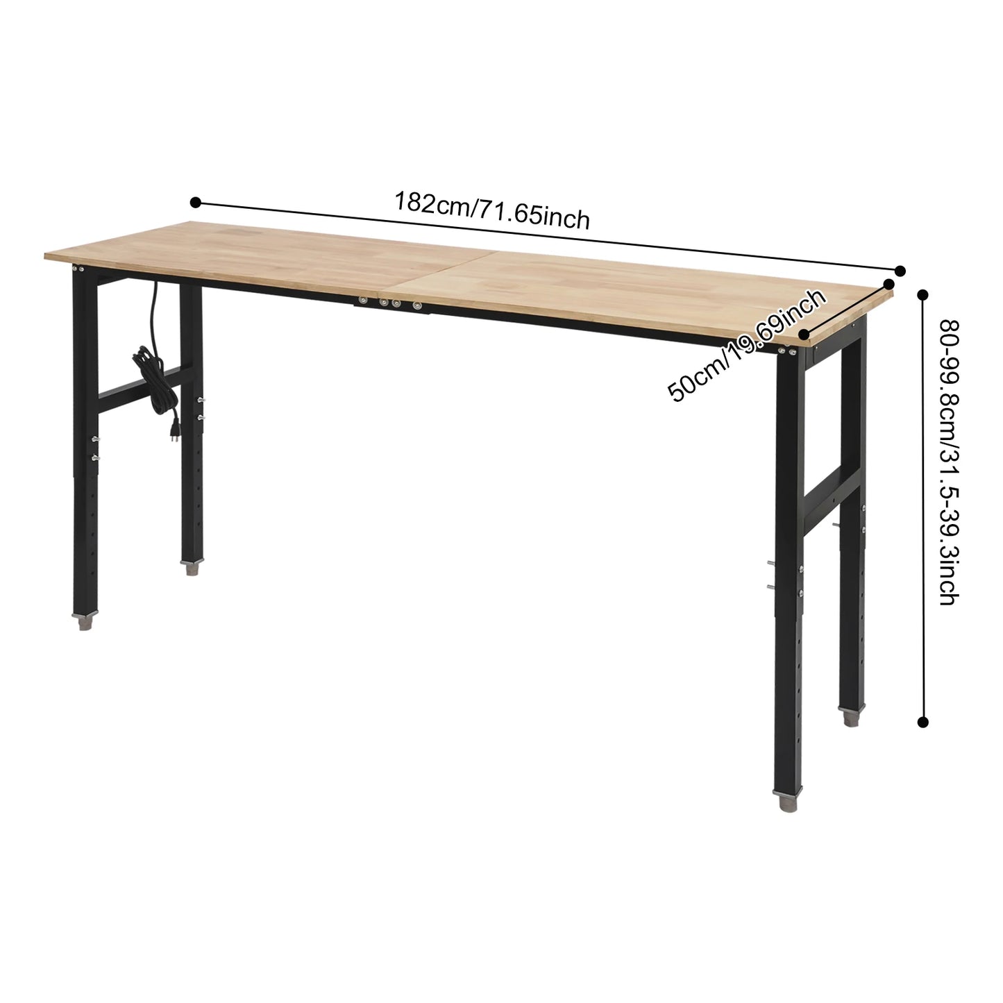 Heavy Duty Adjustable Workbench with Power Outlets 2000 lbs Capacity