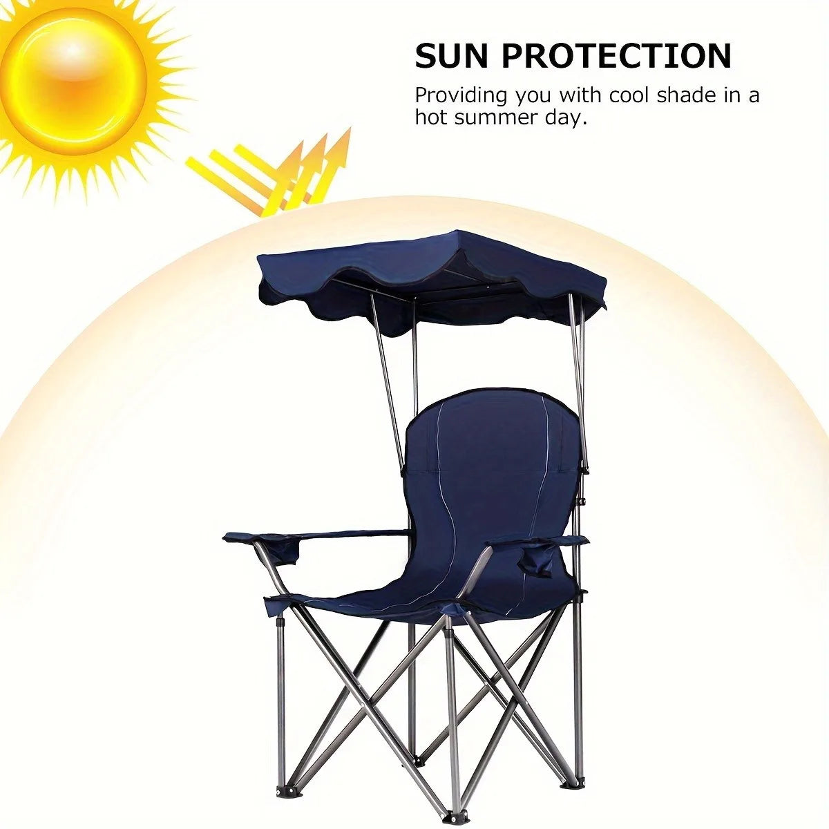 Portable Folding Beach Canopy Chair with Cup Holders for Outdoor Use