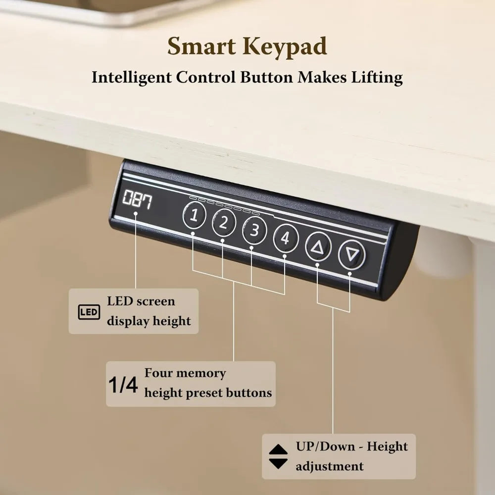 60 Inch Height Adjustable Electric Gaming Desk with RGB LED Lights