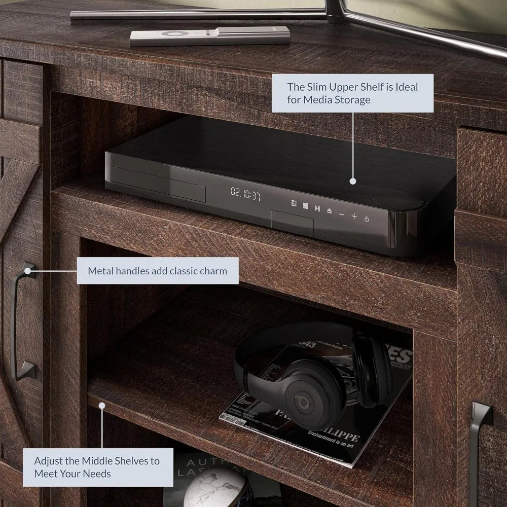 Industrial Rustic Wood TV Stand Media Console for TVs up to 50 Inch