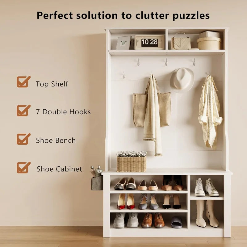 Ljustra Aiho Hall Tree Bench Coat Rack Shoe Storage Entryway Organizer