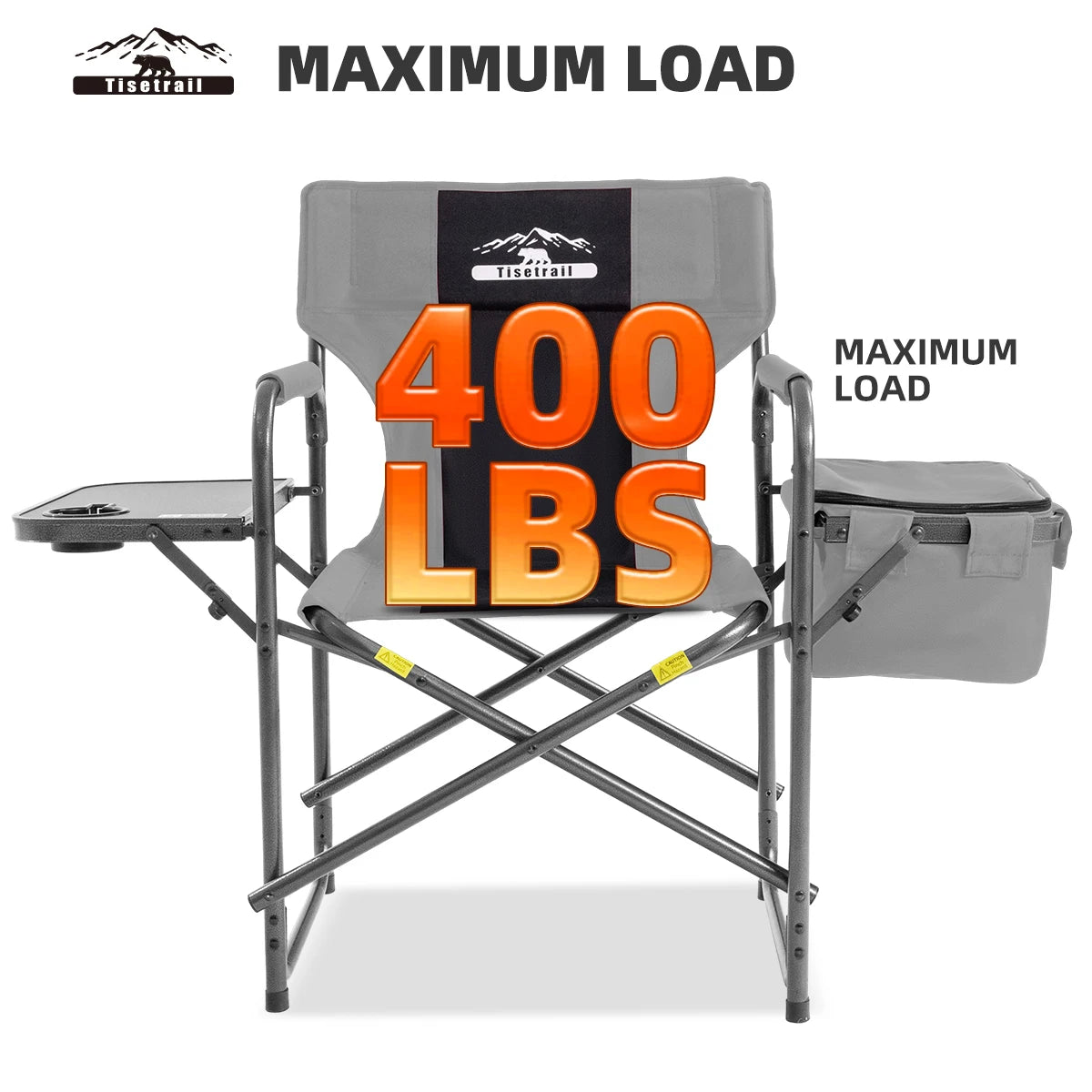 Tisetrail Camping Chair with Cooler Bag and Side Tray Outdoor Directors Chair