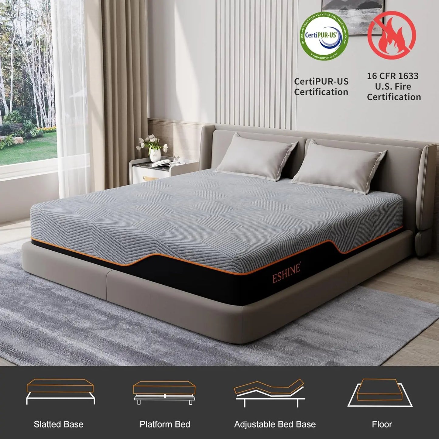 King Memory Foam Mattress 14 Inch Cooling Gel Pressure Relief