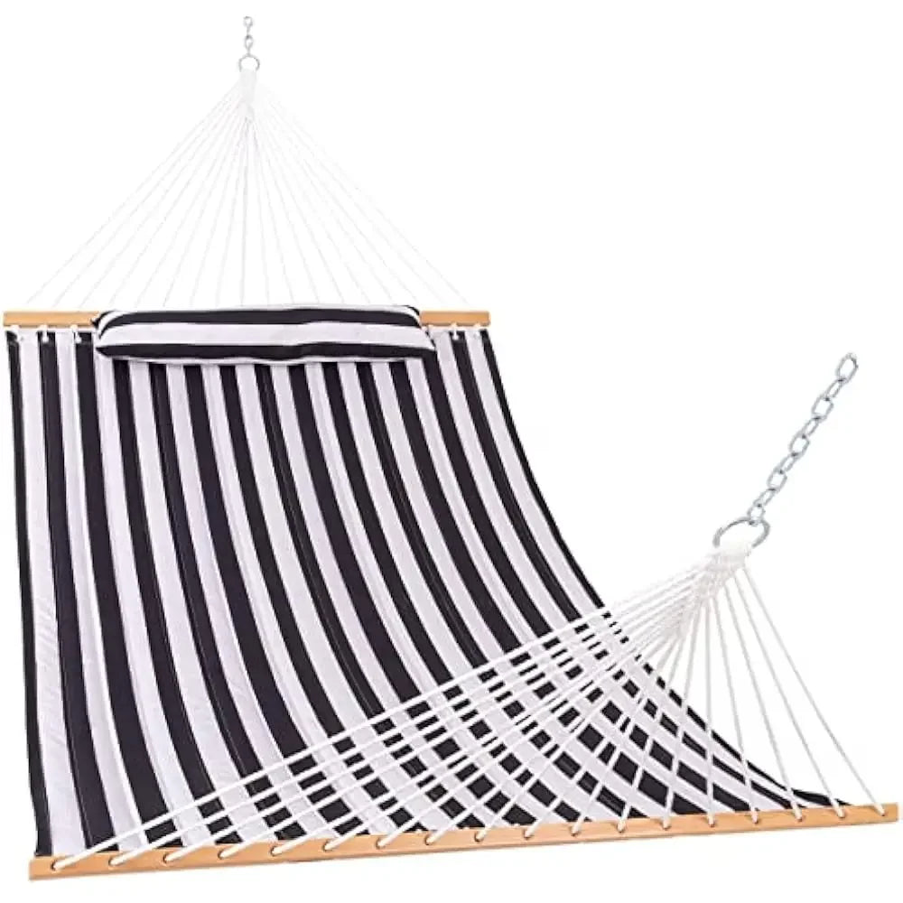 12FT Double Quilted Hammock with Spreader Bars Detachable Pillow