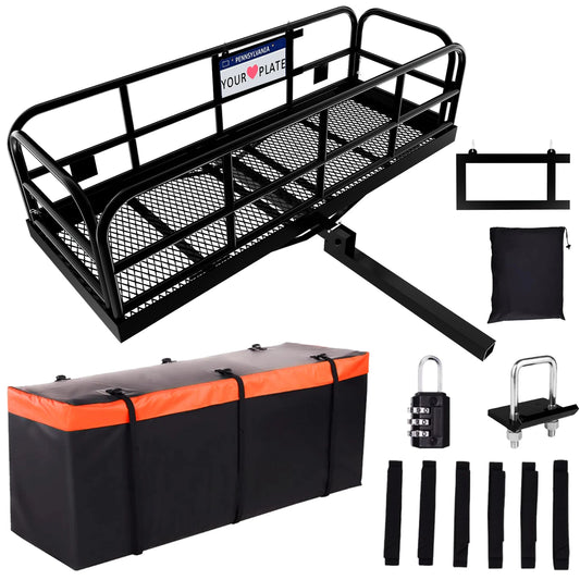 Heavy Duty Trailer Hitch Cargo Carrier Rack 500lbs Waterproof Bag