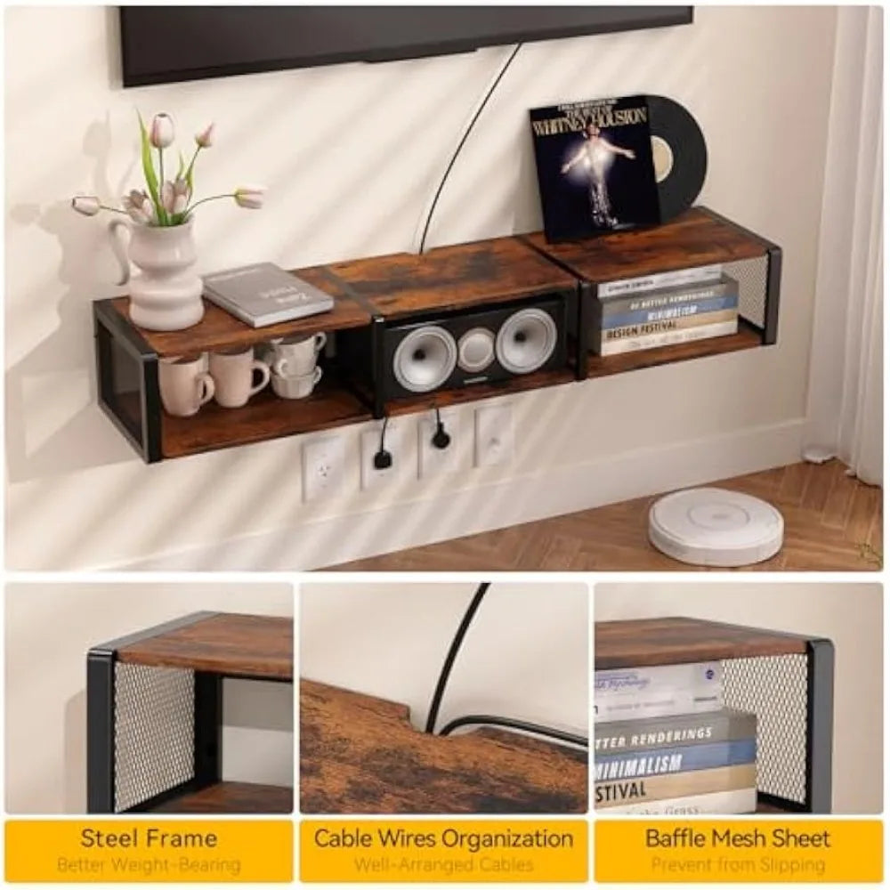 47-Inch GAOMON Wine Bar Cabinet LED Lighting Liquor Storage Adjustable Racks