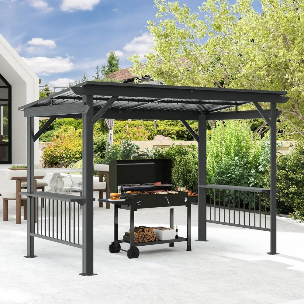 Domi 6.5x12FT Hardtop Grill Gazebo Outdoor BBQ Shelter with Shelves