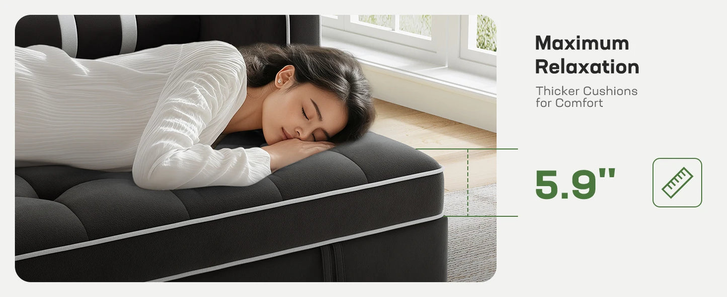 Ljustra 3-in-1 Sofa Bed with USB Charging Pull Out Couch Storage Pockets