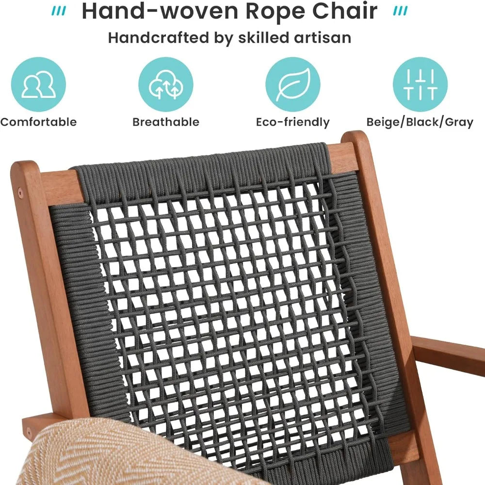 Modern Acacia Wood Lounge Chair Set of 2 Accent Armchair Outdoor Indoor