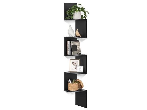 Ljustra 5-Tier Floating Corner Shelf Wall Mount Bookshelf Plant Stand