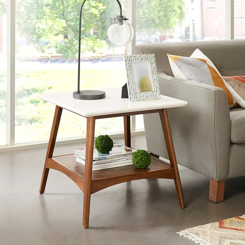 Madison Park Parker End Tables Solid Wood Two-Tone Finish Storage Shelf