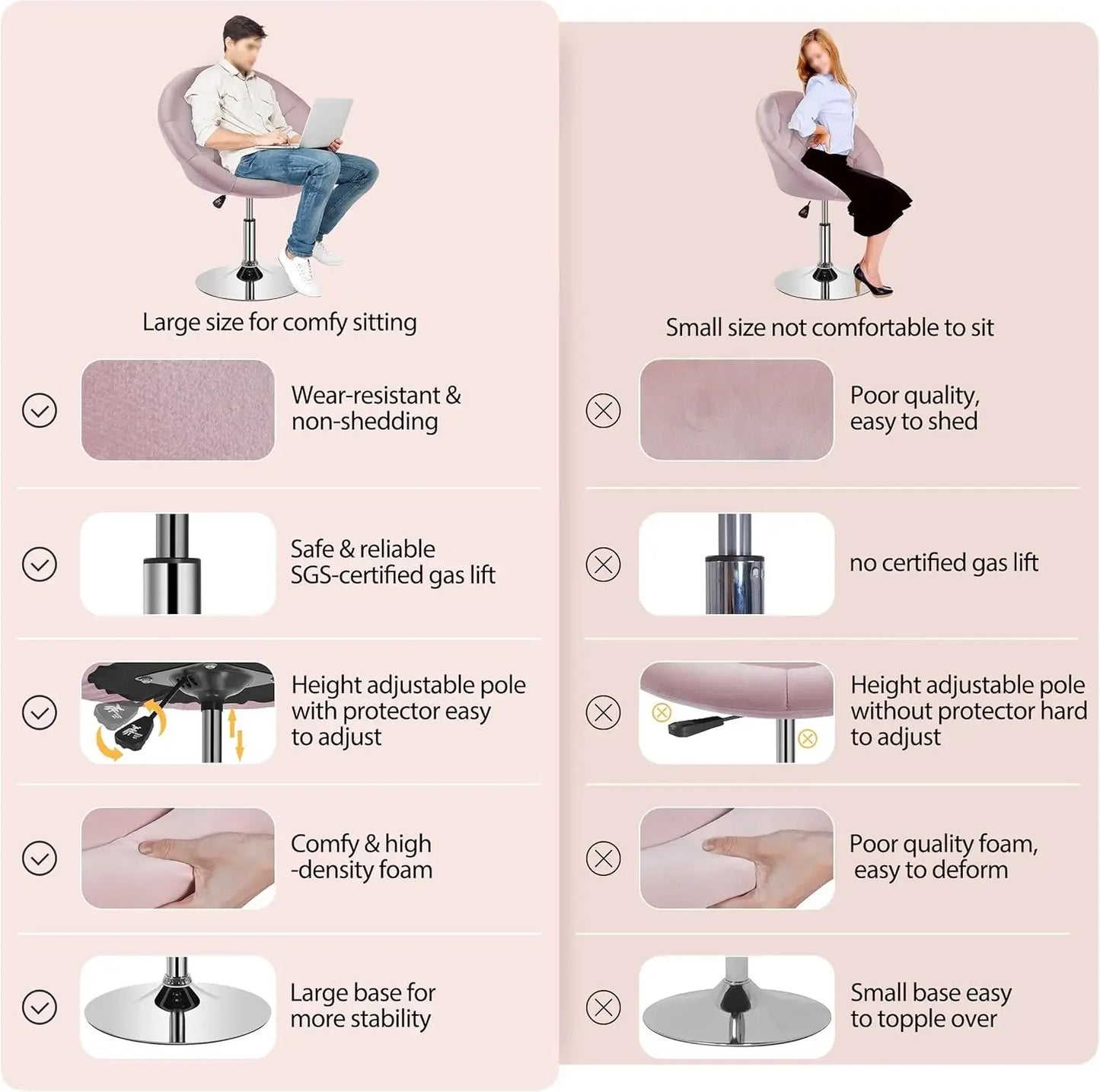 Hollywood Vanity Chair Adjustable Modern Home Furniture Swivel