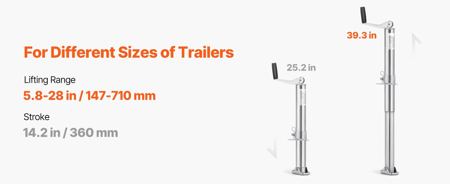 Ljustra Heavy-Duty A-Frame Trailer Jack 2000 lbs 14.2" Vertical Lift
