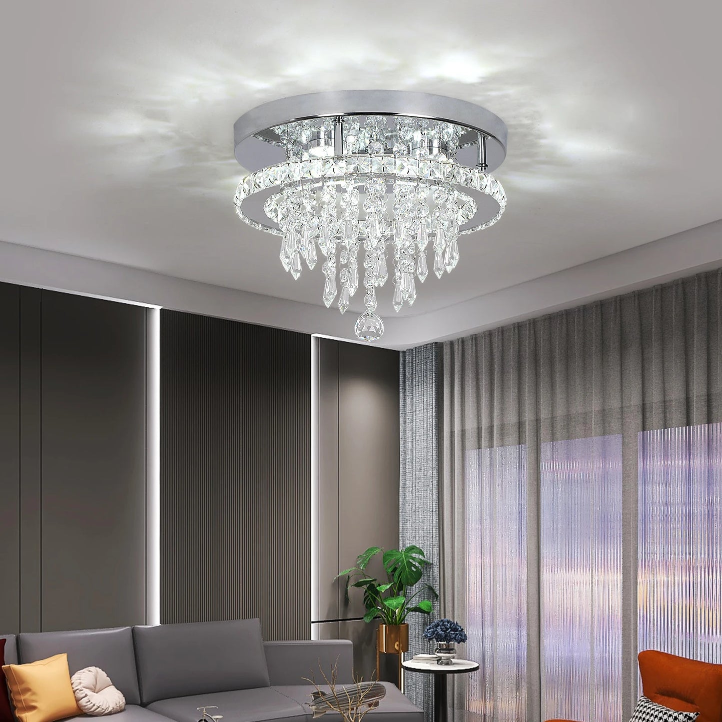 Modern K9 Crystal Chandelier Ceiling Light Fixture LED Pendant Lamp