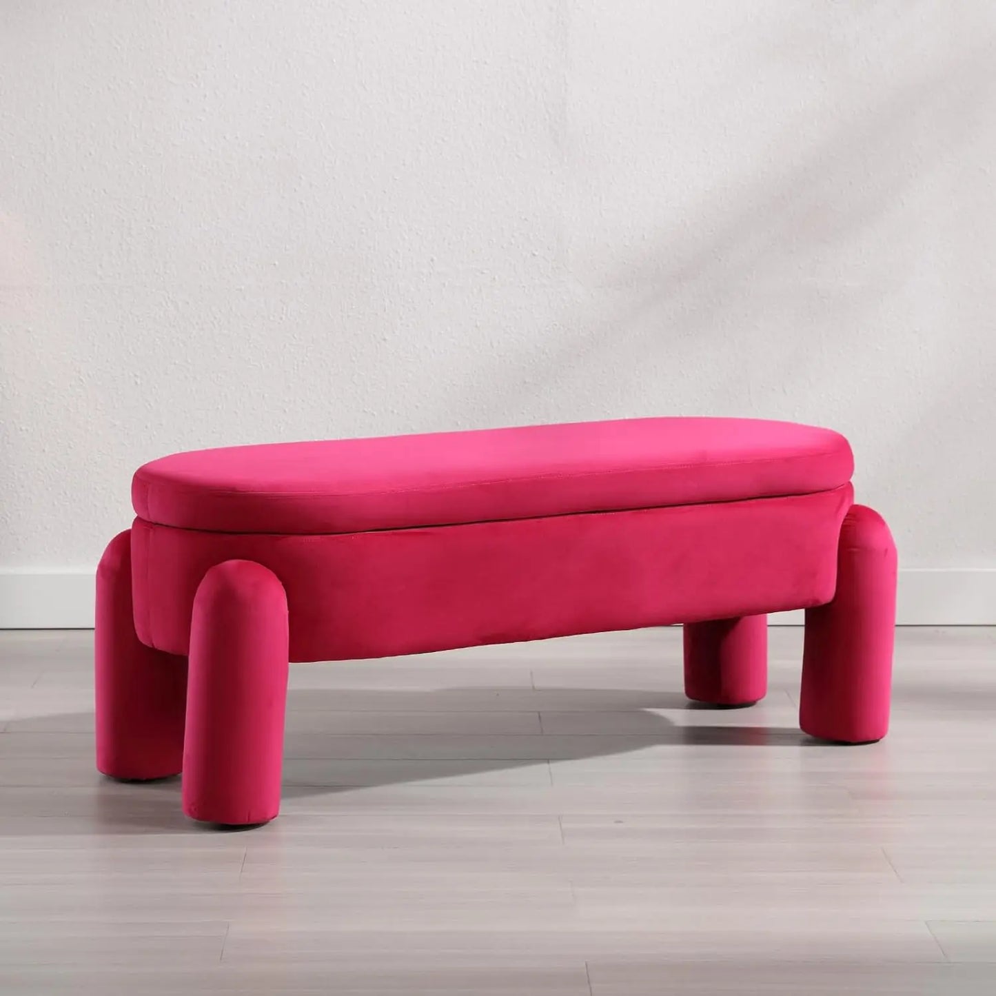 Modern Upholstered Storage Bench 44.75 Inch Velvet Ottoman for Home