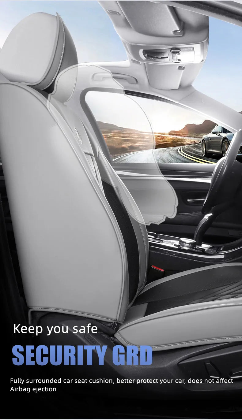 5-Seats Car Seat Cover Full Set Universal PU Leather Waterproof Protectors