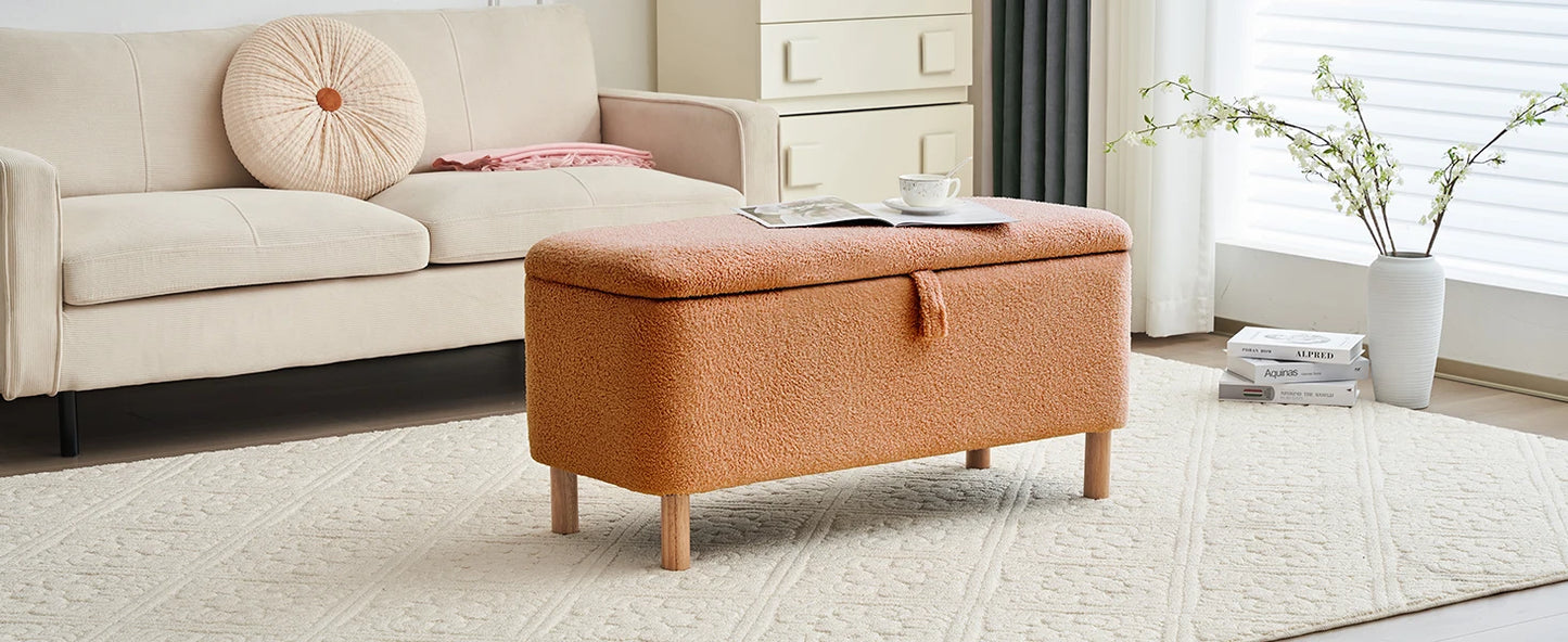 Boucle Storage Ottoman Bench for Bedroom Entryway Home Decor