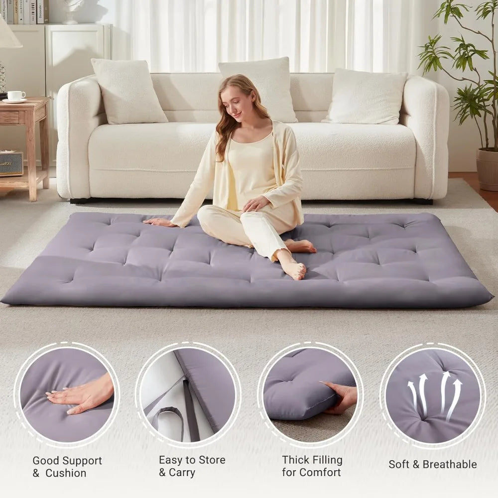 Ljustra Japanese Floor Mattress Queen Size 60"x80" Portable Foldable Futon