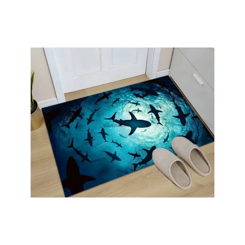 Shark Contour Anti-Slip Area Rug for Bedroom Living Room Garden Mat