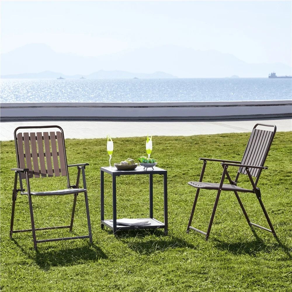 Outdoor Folding Dining Chairs Set of 4 Weather-Resistant Metal Frame