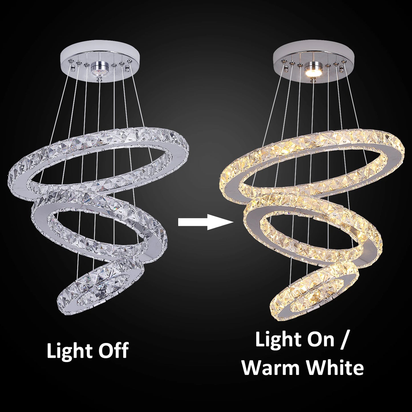 Luxury Crystal LED Chandelier 5 Ring Modern Ceiling Light Fixture