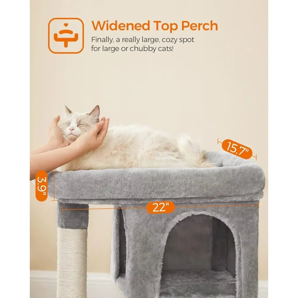 Cat Tree Tower for Large Cats 33.1 Inch with Caves and Scratching Post
