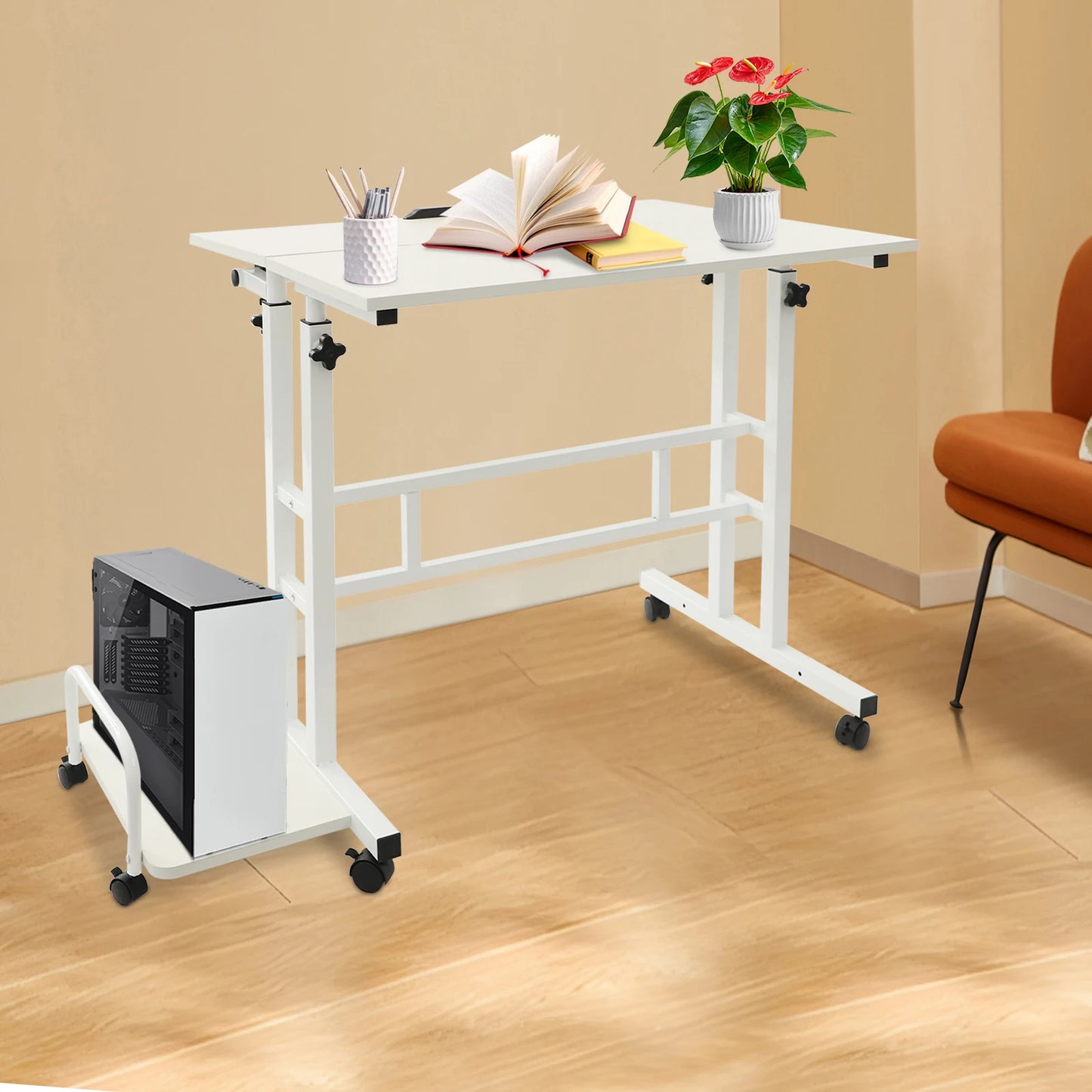 Multi Functional Foldable Desk Adjustable Computer Table with Wheels