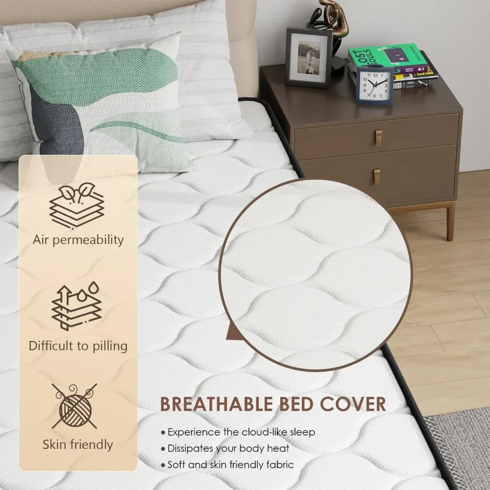 Ljustra 6 Inch Hybrid Mattress Medium Firm Twin Size CertiPUR-US