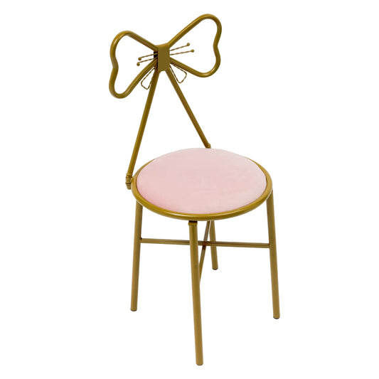 Modern Makeup Dressing Chair Light Pink Bow Shaped Bedroom Chair