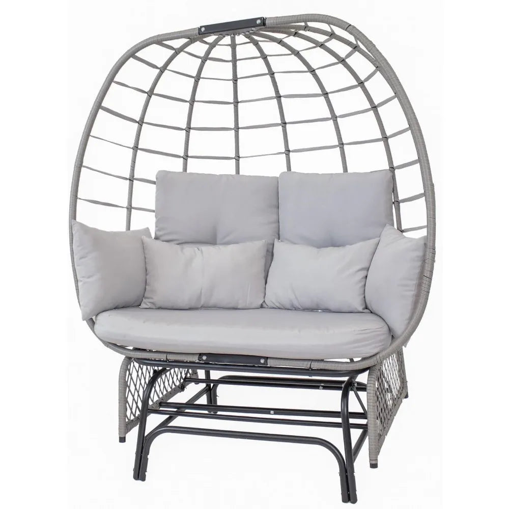 Double Outdoor Egg Chair Glider Rocking Chair for 2 with Cushions