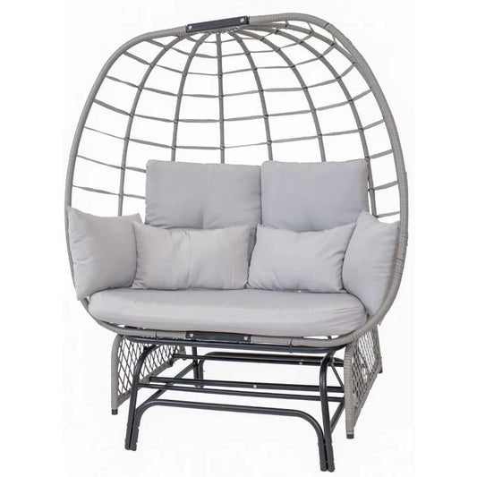Double Outdoor Egg Chair Glider Rocking Chair for 2 with Cushions