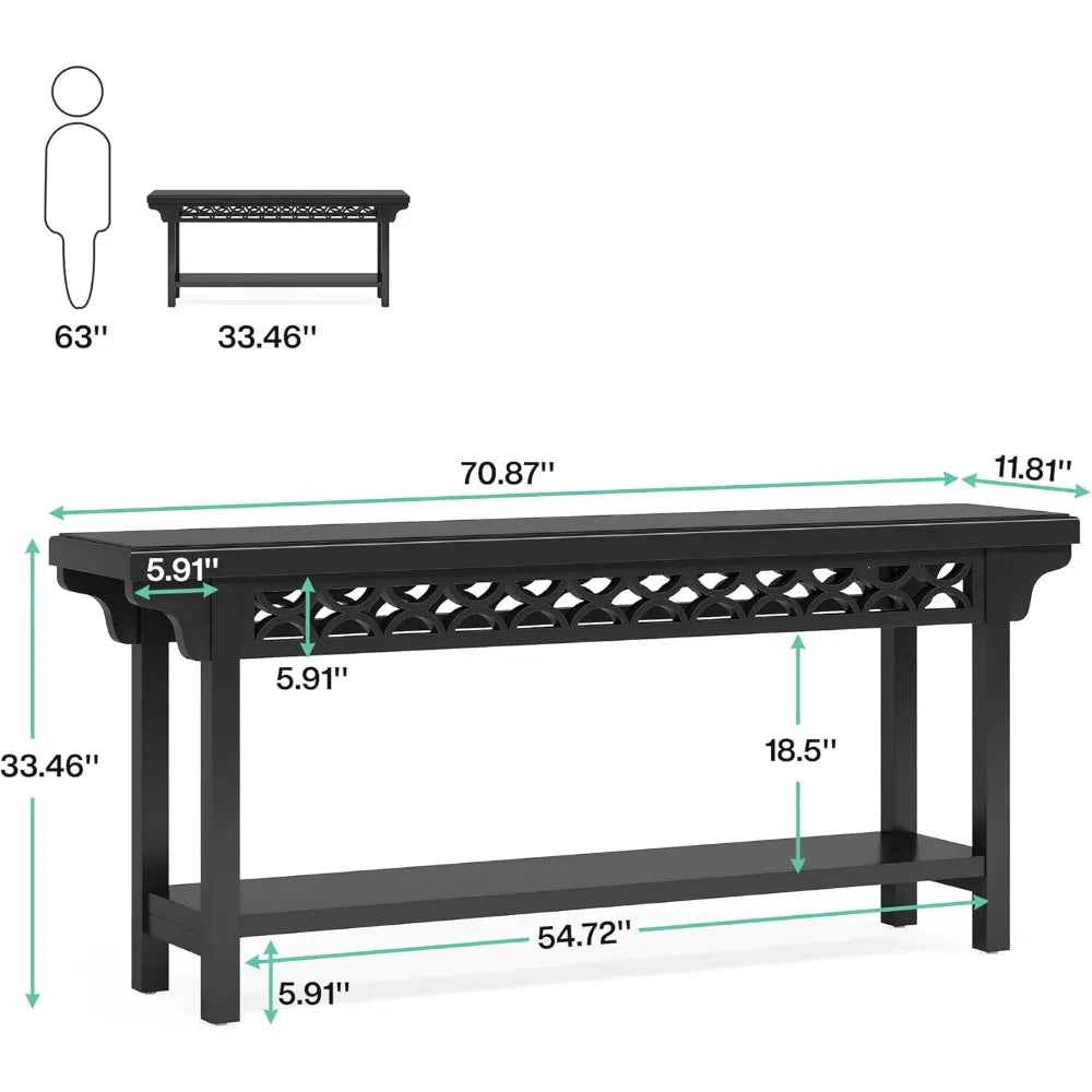 70.8 Inch Solid Wood Console Table Farmhouse Entryway Narrow Sofa Table