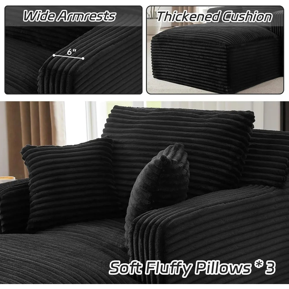 Oversized Chaise Lounge Chair Comfy Corduroy Cloud Couch with Pillows